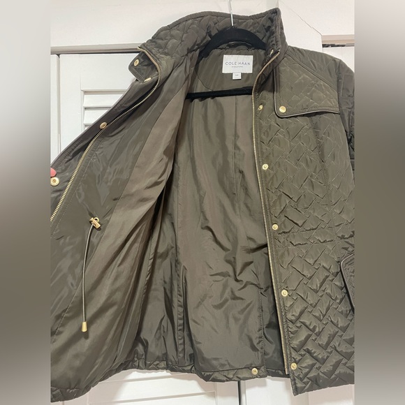 COLE HAAN Army Green Jacket, Small - Picture 2 of 5